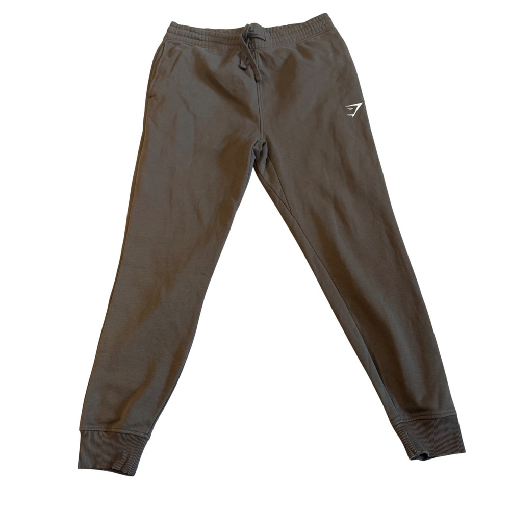 Gymshark Mens‎ Large Joggers Sweatpants Olive Green Slim Fit Fleece Cuffed L